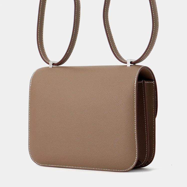Pre Owned Hermes Constance Mini Etoupe Epsom Leather Shoulder Bag