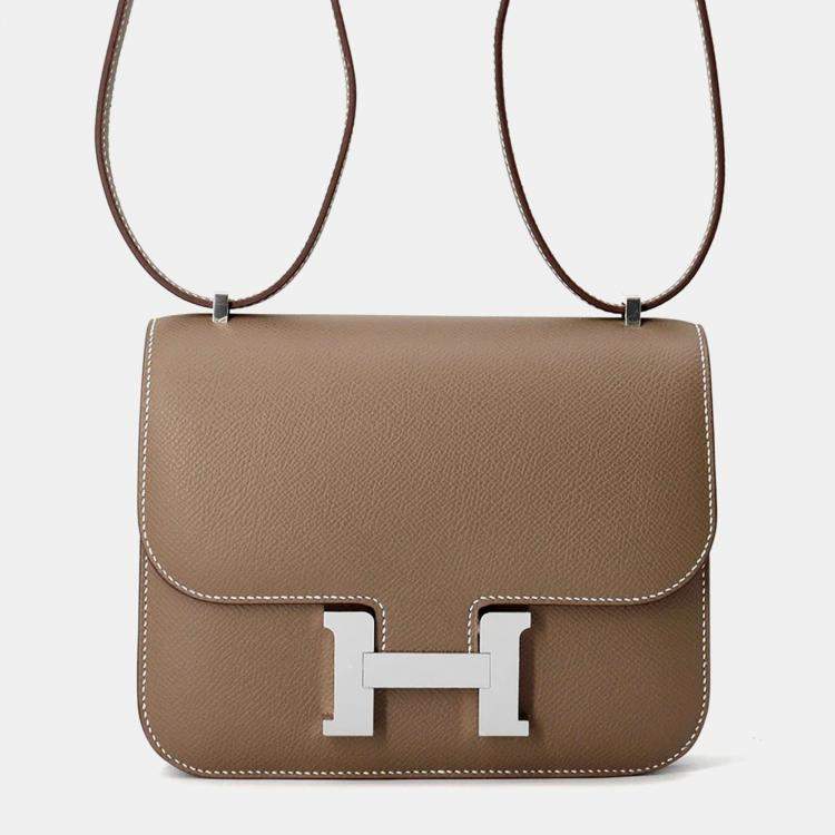 Pre Owned Hermes Constance Mini Etoupe Epsom Leather Shoulder Bag
