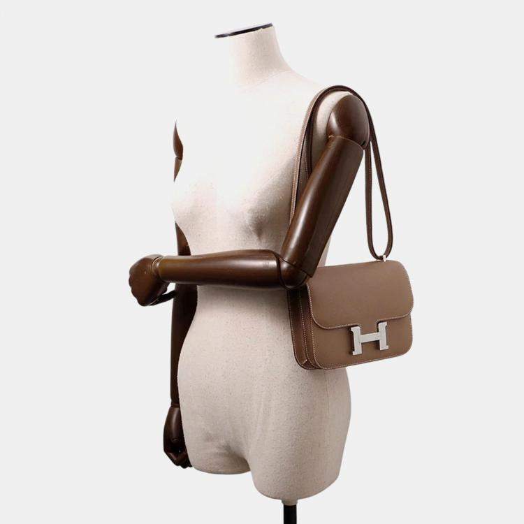 Pre Owned Hermes Constance Mini Etoupe Epsom Leather Shoulder Bag