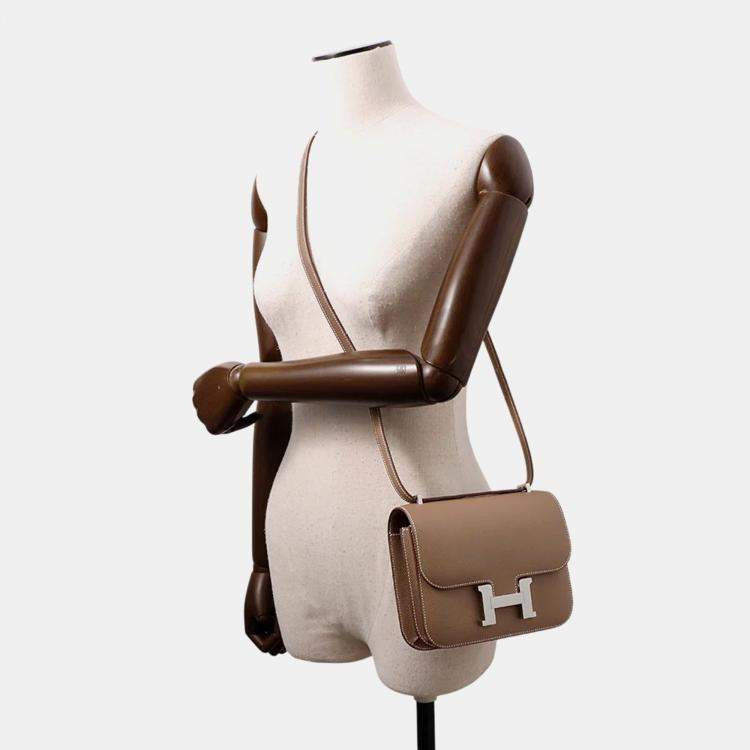 Pre Owned Hermes Constance Mini Etoupe Epsom Leather Shoulder Bag