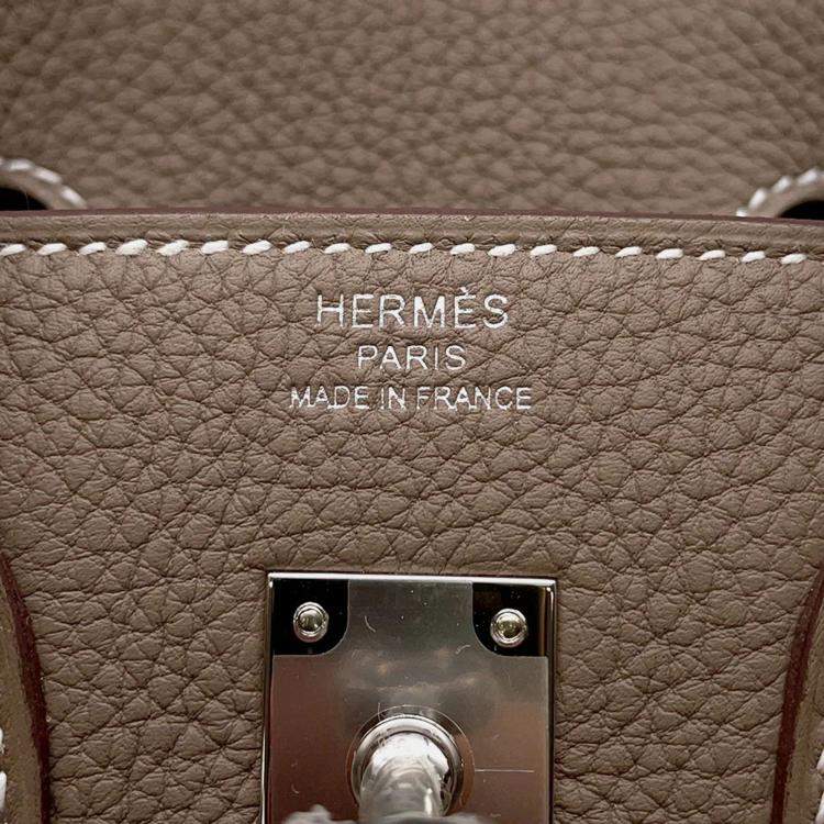 Pre Owned Hermes Birkin 25 Etoupe Togo Leather Handbag