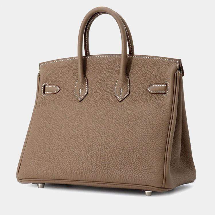Pre Owned Hermes Birkin 25 Etoupe Togo Leather Handbag