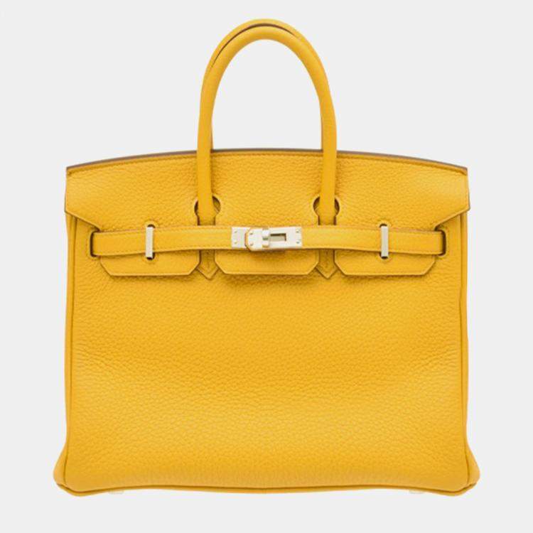 Pre Owned Hermes Birkin 25 Jaune Ambre Togo Leather Handbag