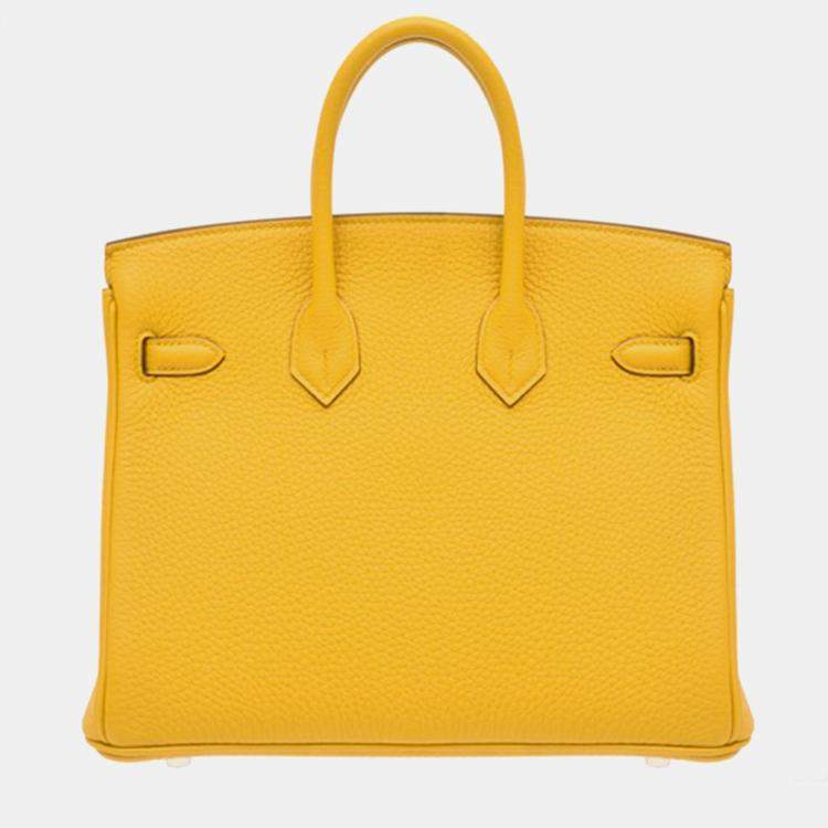 Pre Owned Hermes Birkin 25 Jaune Ambre Togo Leather Handbag