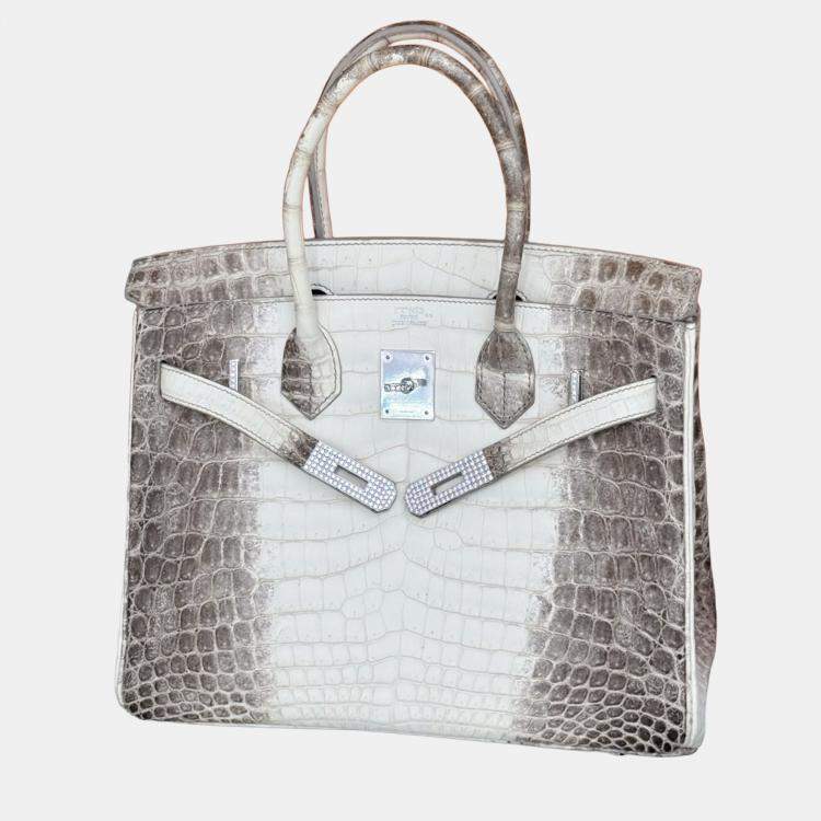 Pre Owned Hermes Birkin 30 Himalaya Niloticus Crocodile Diamond Tote Bag