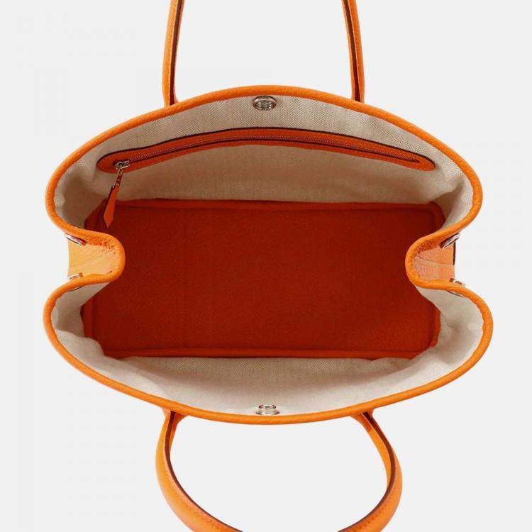 Pre Owned Hermes Garden Party TPM Orange Minyan Negonda Leather Bag 