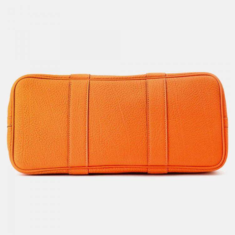 Pre Owned Hermes Garden Party TPM Orange Minyan Negonda Leather Bag 