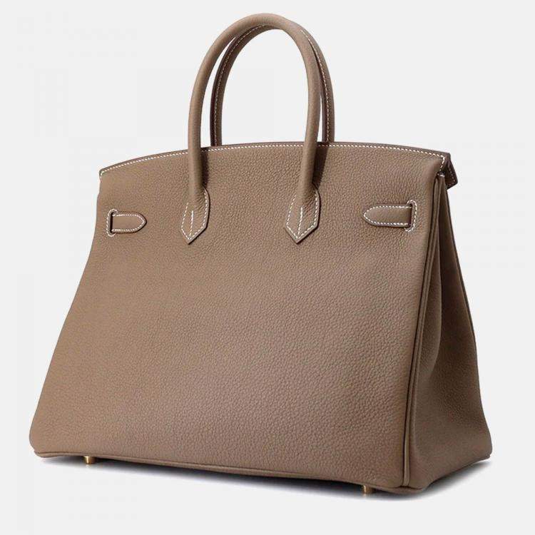 Pre Owned Hermes Birkin 35 Etoupe Togo Leather Bag 
