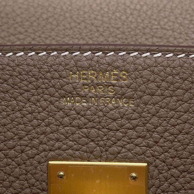 Pre Owned Hermes Birkin 35 Etoupe Togo Leather Bag 