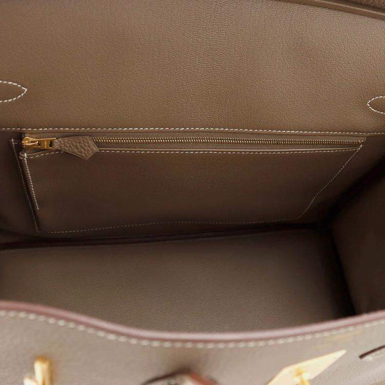 Pre Owned Hermes Birkin 35 Etoupe Togo Leather Bag 