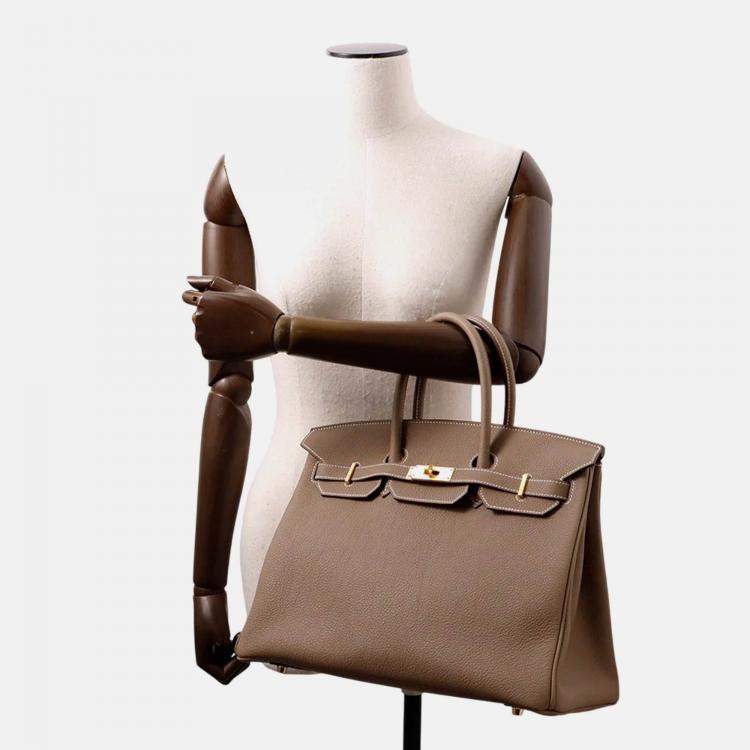 Pre Owned Hermes Birkin 35 Etoupe Togo Leather Bag 