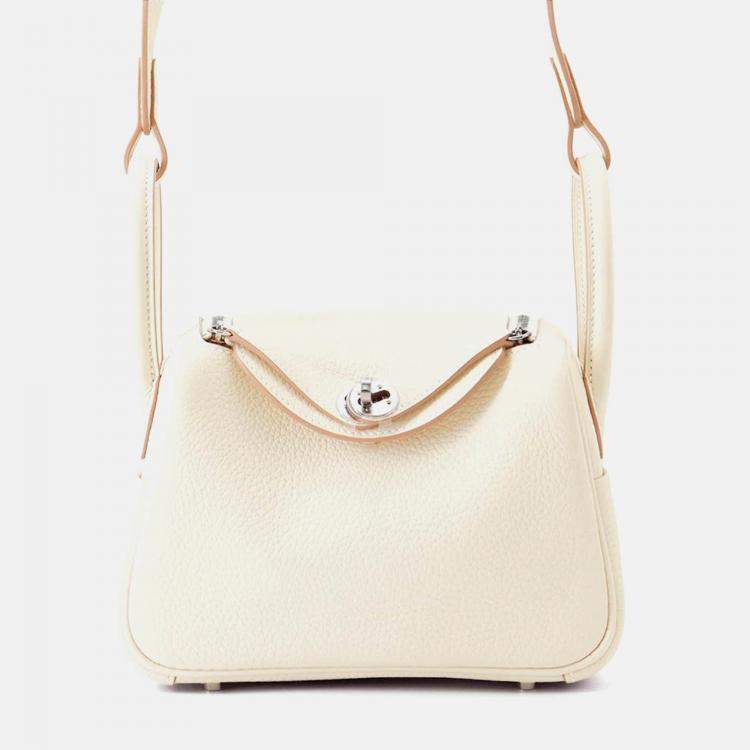 Pre Owned Hermes Lindy Mini Craie Taurillon Clemence Bag 