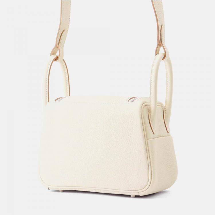 Pre Owned Hermes Lindy Mini Craie Taurillon Clemence Bag 