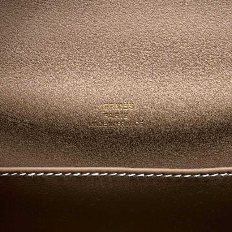 Pre Owned Hermes Pochette Kelly Etoupe Swift Leather Bag