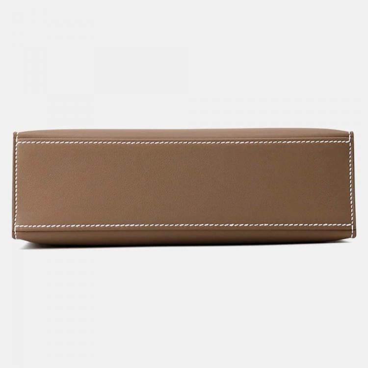 Pre Owned Hermes Pochette Kelly Etoupe Swift Leather Bag