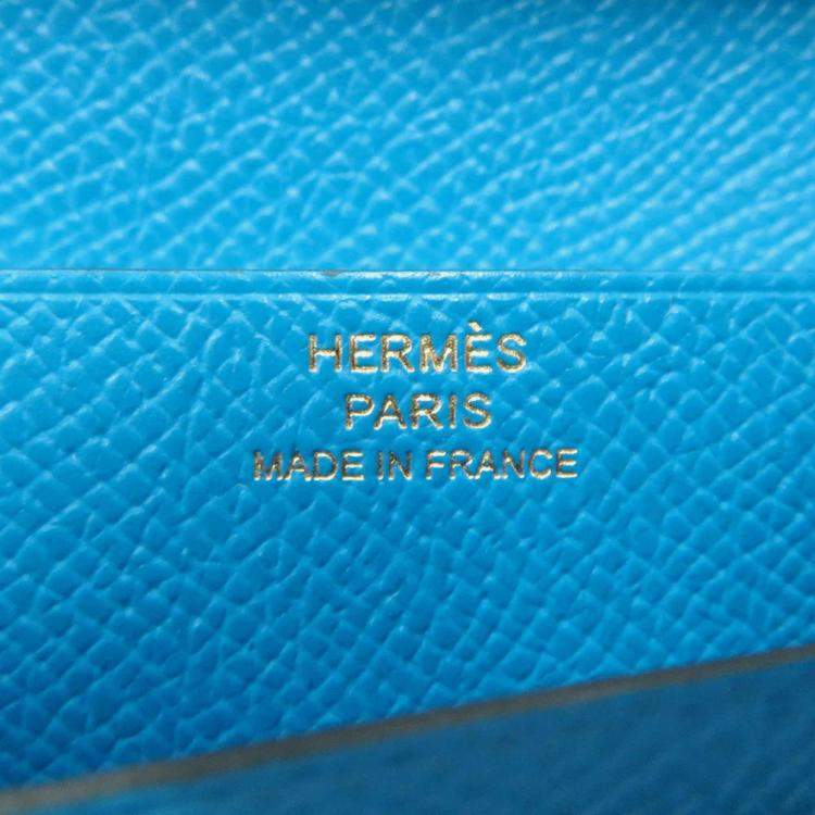Pre Owned Hermes Bearnsfre Verso Vert Jade/Blue Zanzibar Epsom Wallet