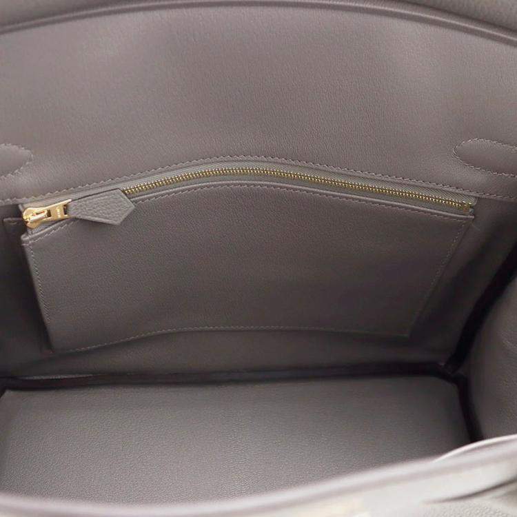 Pre Owned Hermes Birkin 30 Gris Meyer Togo Leather Bag 