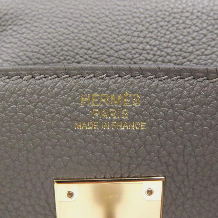 Pre Owned Hermes Birkin 30 Gris Meyer Togo Leather Bag 