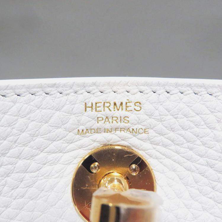 Pre Owned Hermes Lindy Mini New White Taurillon Clemence Bag 