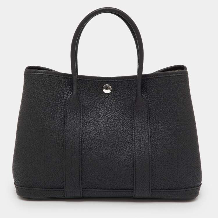 Pre Owned Hermes Black Negonda Leather Garden Party 30 Bag
