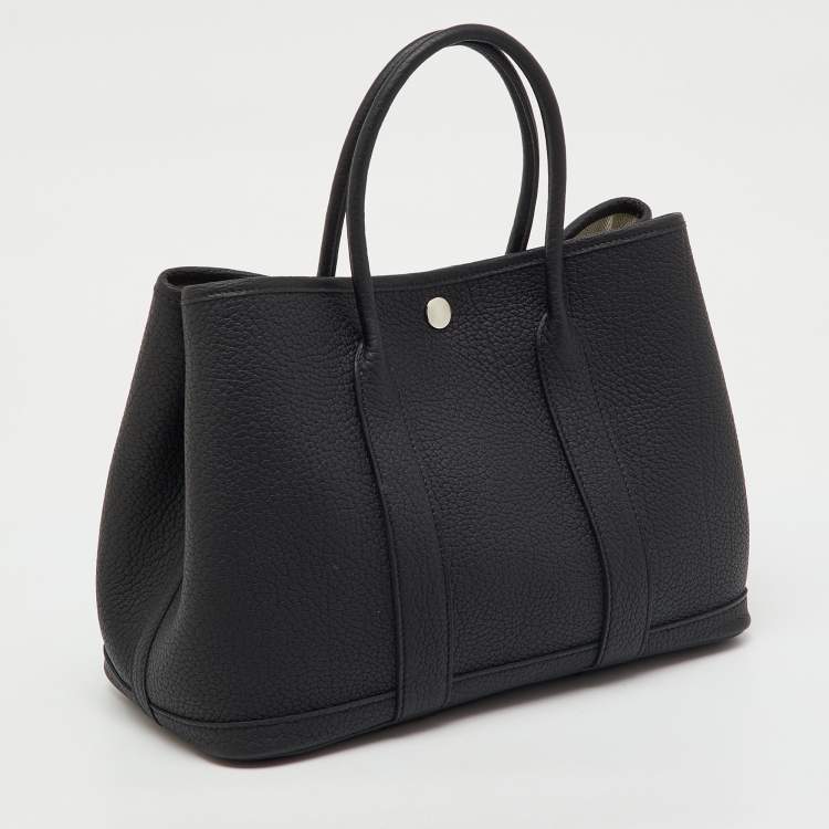 Pre Owned Hermes Black Negonda Leather Garden Party 30 Bag