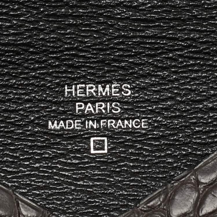 Pre Owned Hermès Graphite Matte Alligator Calvi Card Holder