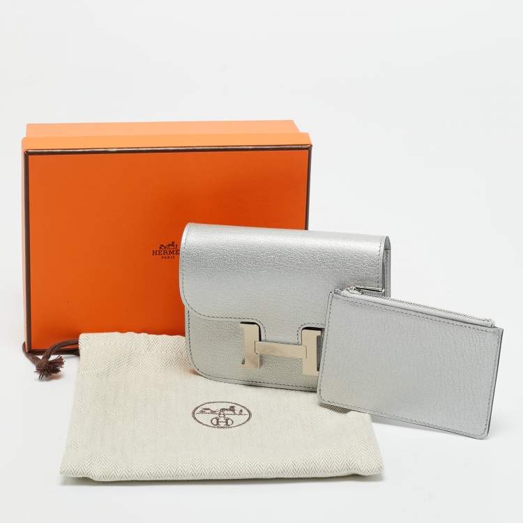 Pre Owned Hermès Argent Chevre Chamkilight Leather Constance Slim Wallet