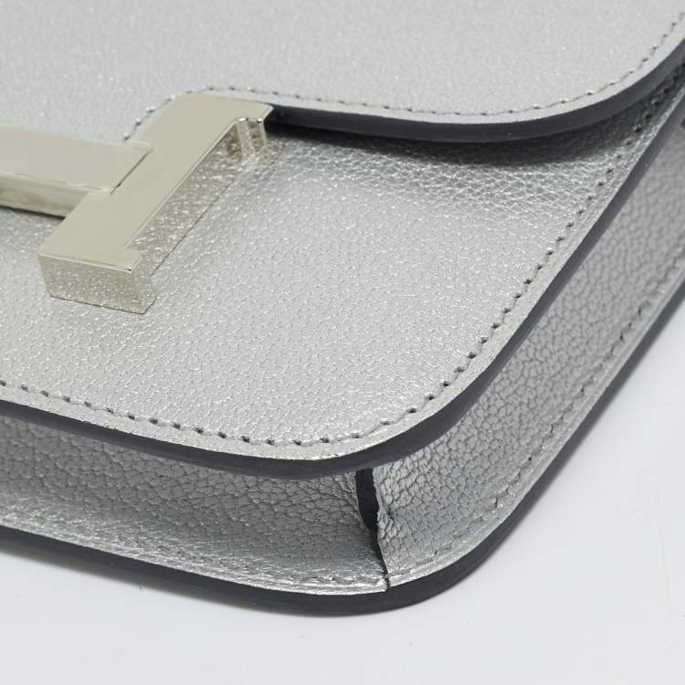 Pre Owned Hermès Argent Chevre Chamkilight Leather Constance Slim Wallet