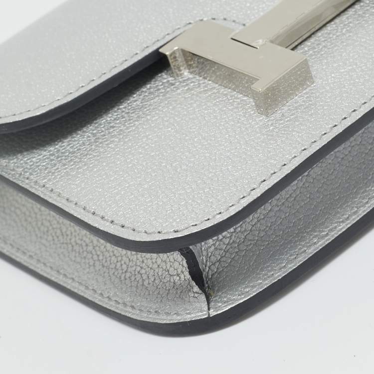 Pre Owned Hermès Argent Chevre Chamkilight Leather Constance Slim Wallet