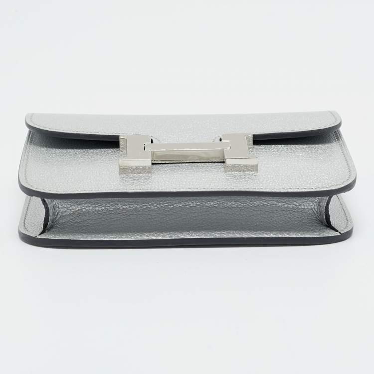 Pre Owned Hermès Argent Chevre Chamkilight Leather Constance Slim Wallet