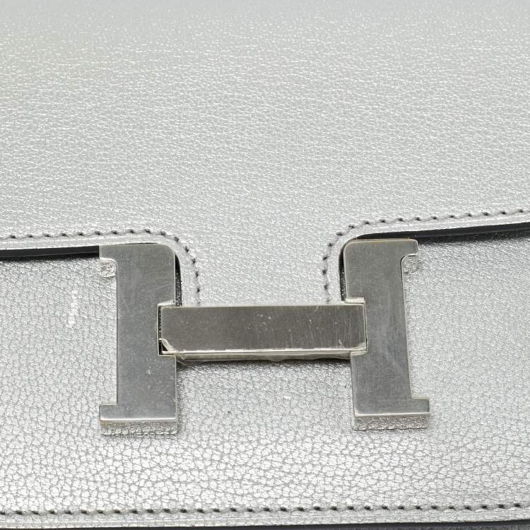Pre Owned Hermès Argent Chevre Chamkilight Leather Constance Slim Wallet