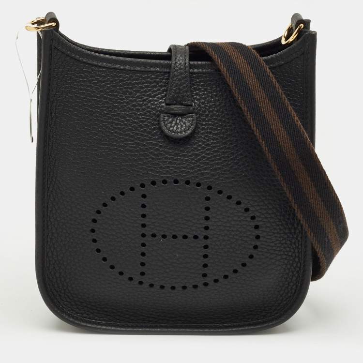 Pre Owned Hermes Noir/Ebene Taurillon Clemence Leather Evelyne Amazone TPM Bag