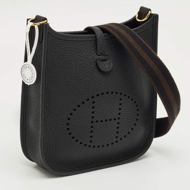 Pre Owned Hermes Noir/Ebene Taurillon Clemence Leather Evelyne Amazone TPM Bag