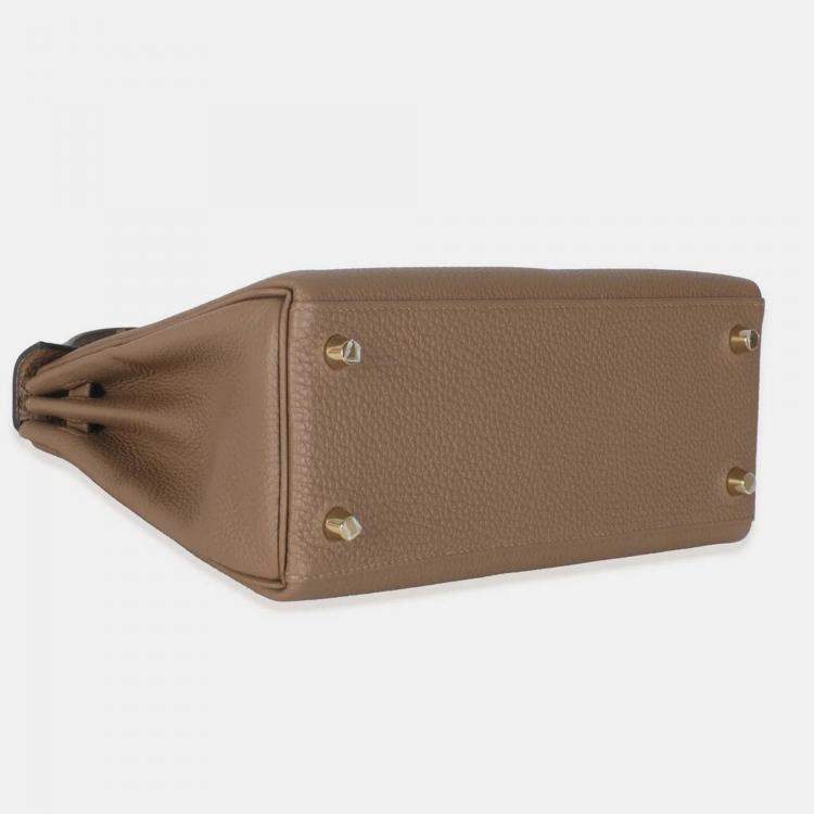 Pre Owned Hermes Kelly 25 Beige De Weimar Togo Retourne Bag