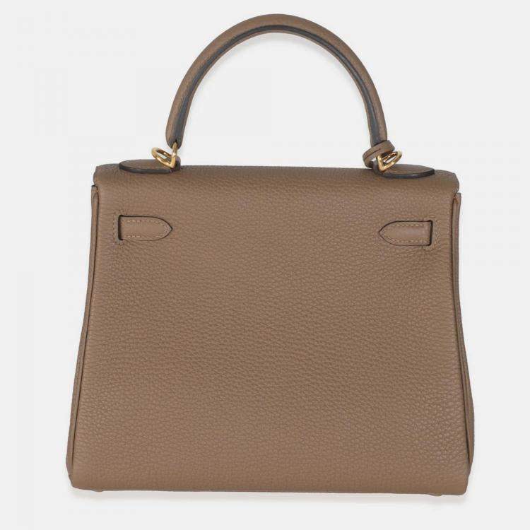Pre Owned Hermes Kelly 25 Beige De Weimar Togo Retourne Bag