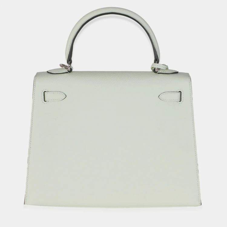 Pre Owned Hermes Sellier Kelly 25  Vert Fizz Epsom Bag