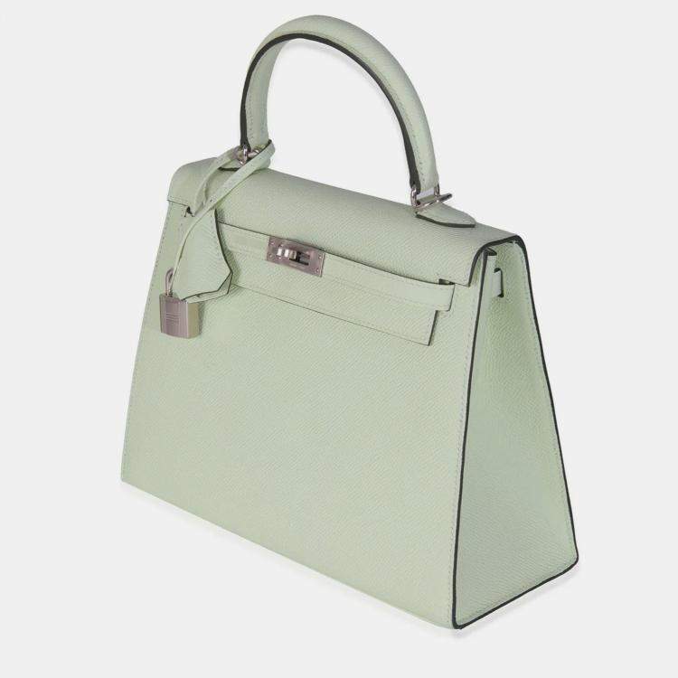 Pre Owned Hermes Sellier Kelly 25  Vert Fizz Epsom Bag