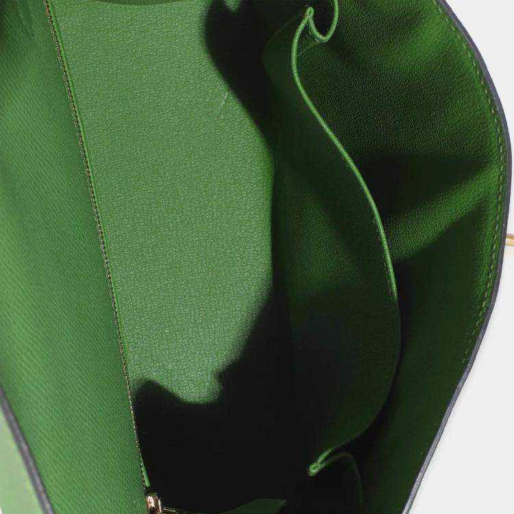 Pre Owned Hermes  Sellier Kelly 25 Vert Yucca Epsom Bag