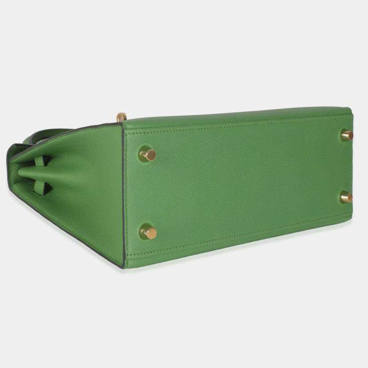 Pre Owned Hermes  Sellier Kelly 25 Vert Yucca Epsom Bag