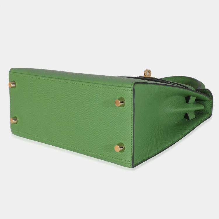 Pre Owned Hermes  Sellier Kelly 25 Vert Yucca Epsom Bag