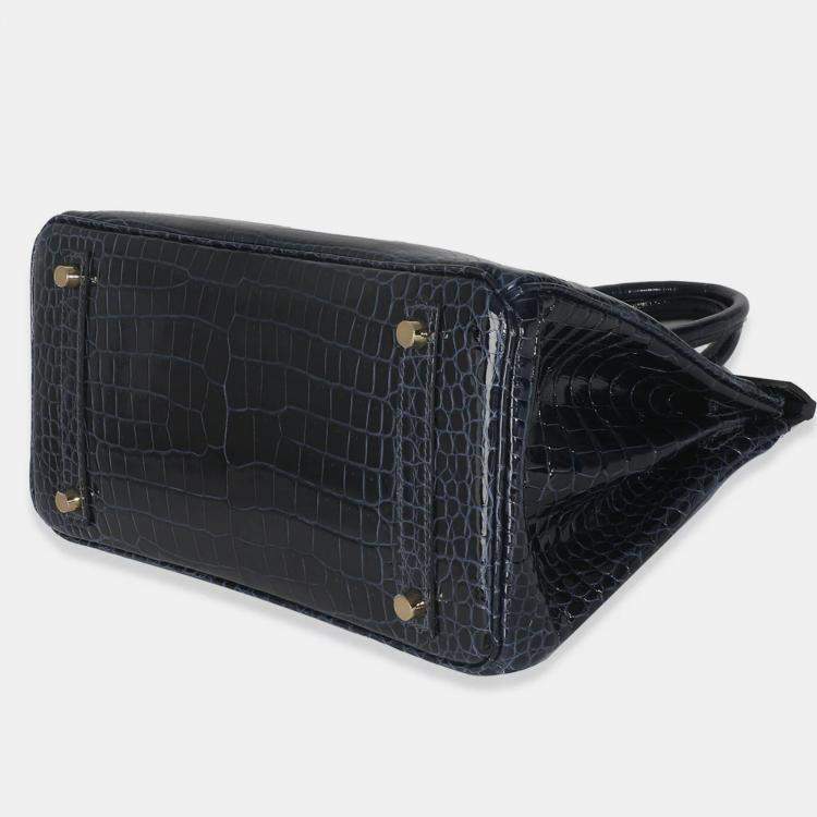 مملوكة مسبقًا Hermes Birkin 30  Bleu Marine Crocodile Porosus Bag