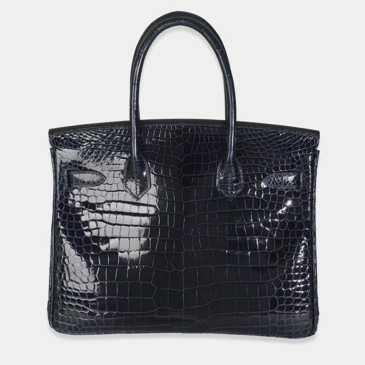 مملوكة مسبقًا Hermes Birkin 30  Bleu Marine Crocodile Porosus Bag