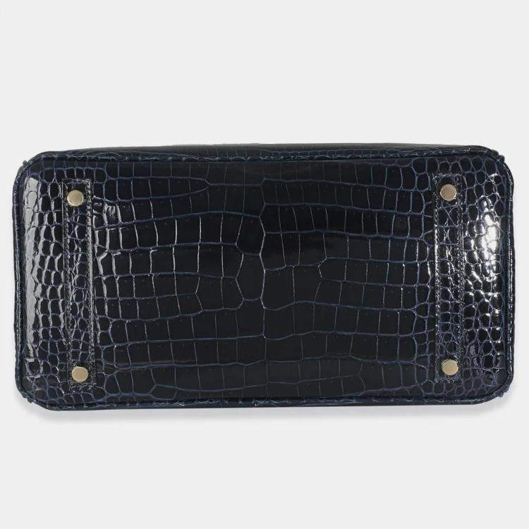 مملوكة مسبقًا Hermes Birkin 30  Bleu Marine Crocodile Porosus Bag