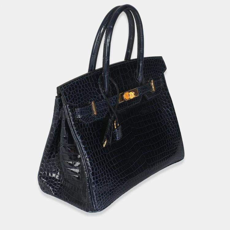 مملوكة مسبقًا Hermes Birkin 30  Bleu Marine Crocodile Porosus Bag
