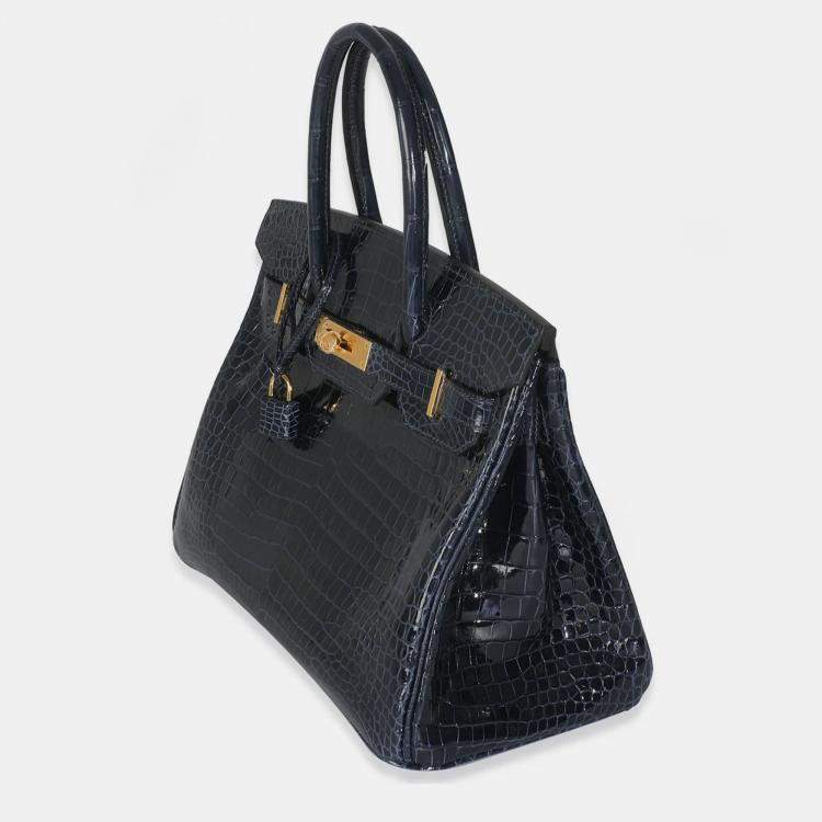مملوكة مسبقًا Hermes Birkin 30  Bleu Marine Crocodile Porosus Bag