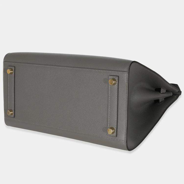 Pre Owned Hermes Sellier Birkin 30 Gris Meyer Epsom Bag 