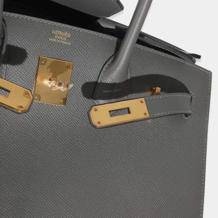 Pre Owned Hermes Sellier Birkin 30 Gris Meyer Epsom Bag 