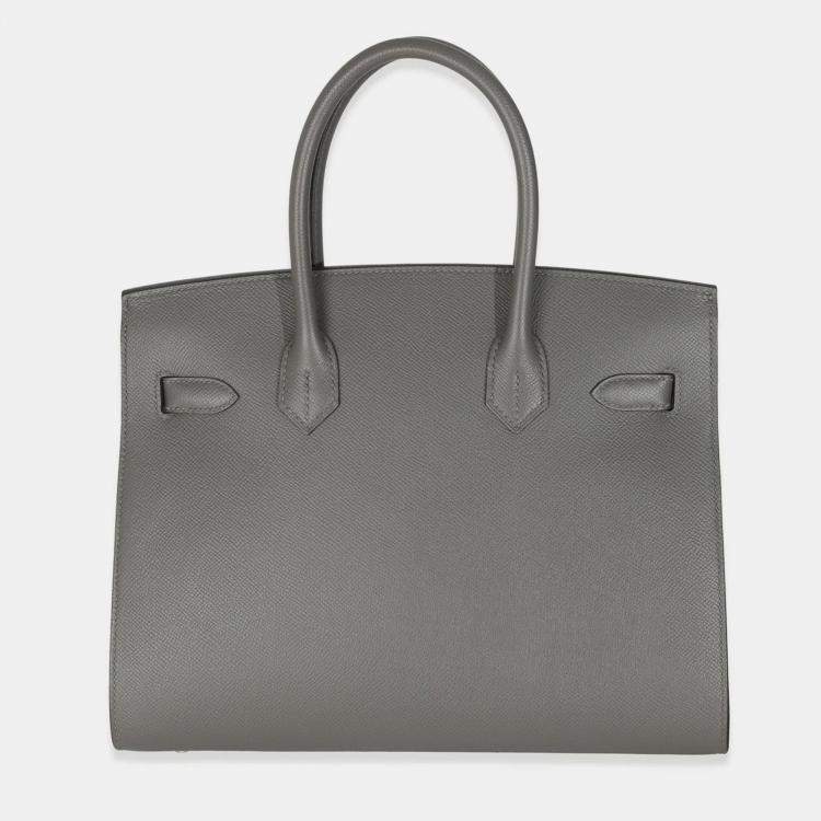 Pre Owned Hermes Sellier Birkin 30 Gris Meyer Epsom Bag 