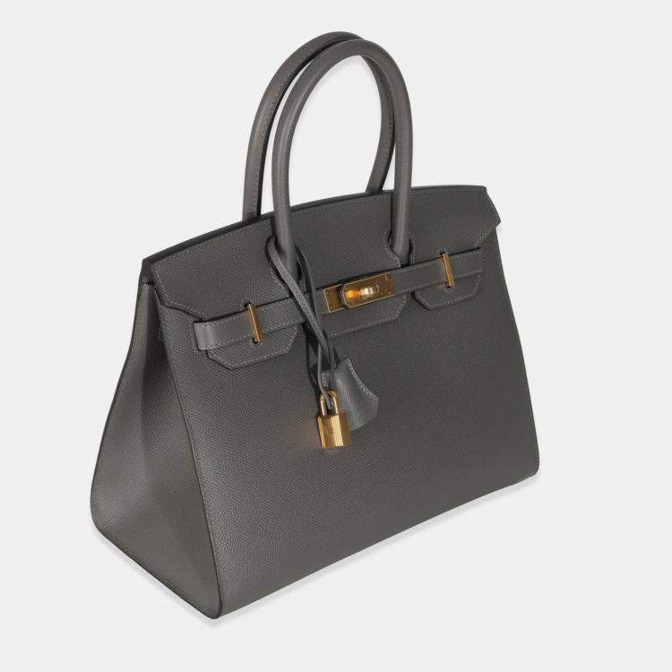 Pre Owned Hermes Sellier Birkin 30 Gris Meyer Epsom Bag 