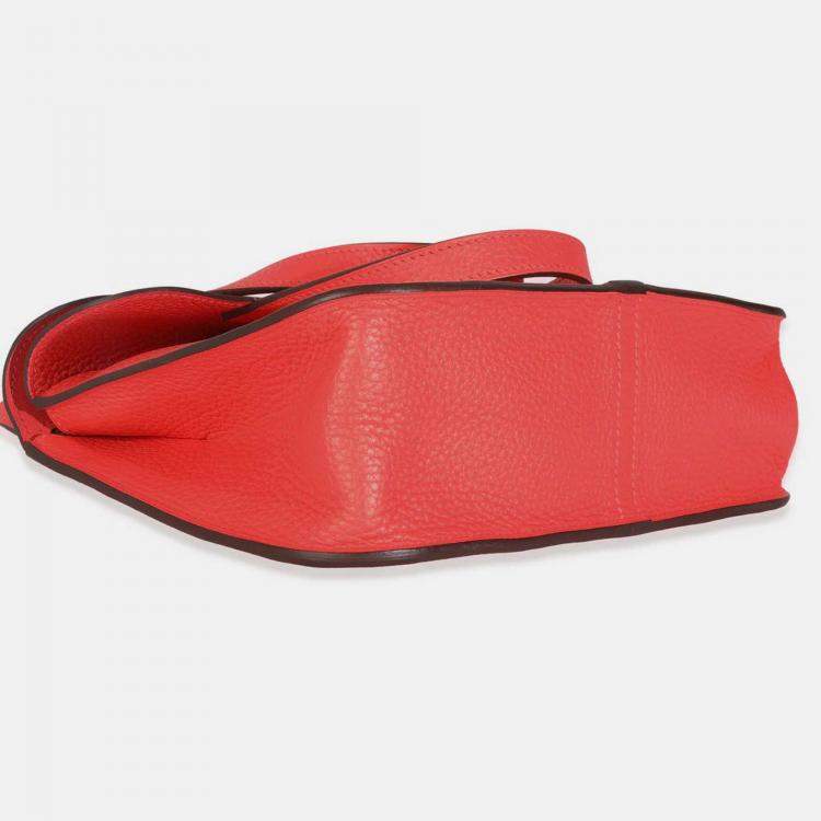 Pre Owned Hermes Halzan 25 Rose Texas Clemence Bag